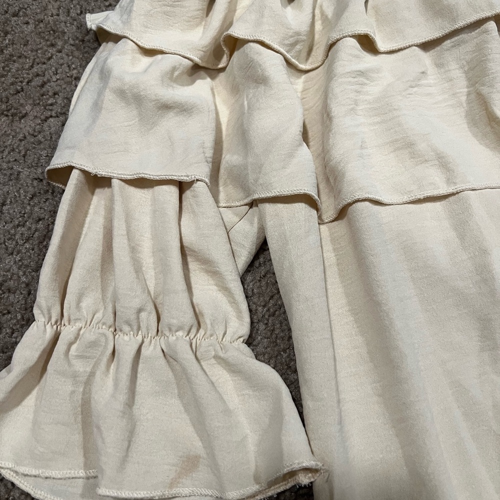 Cream Ruffle Off-Shoulder Blouse - Picture 3 of 6